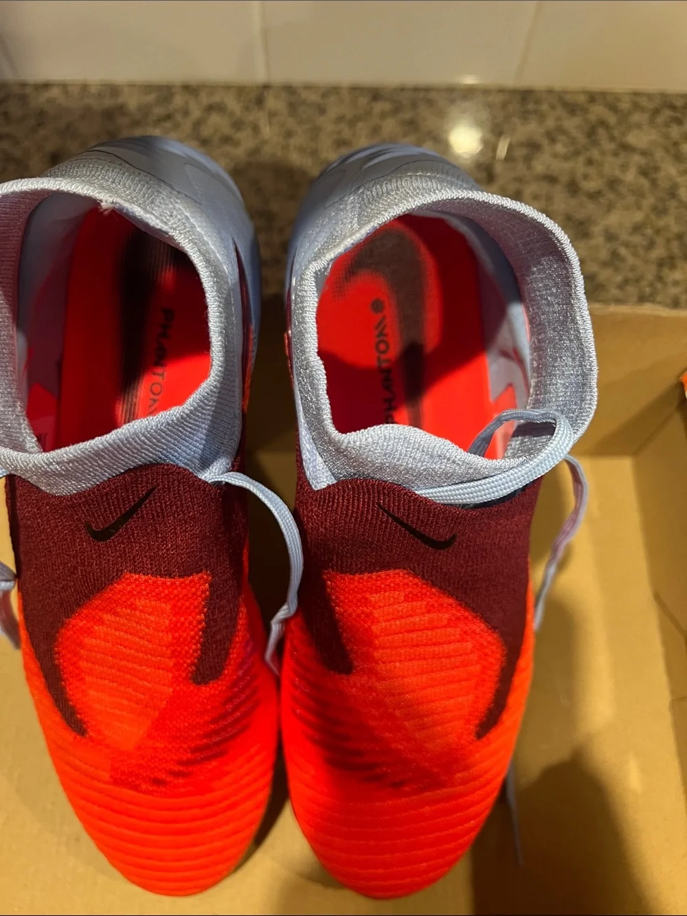 Nike Bright Red and Maroon Sock-Style Soccer Shoes